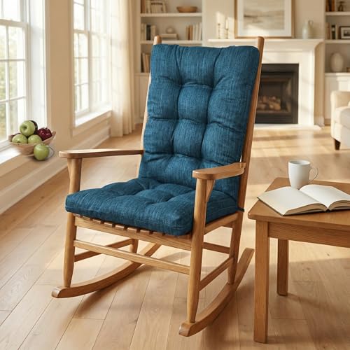 baibu Patented Dual-Layer Rocking Chair Cushion Set, 19.5 x 19.5 in, Blue - color: Blue