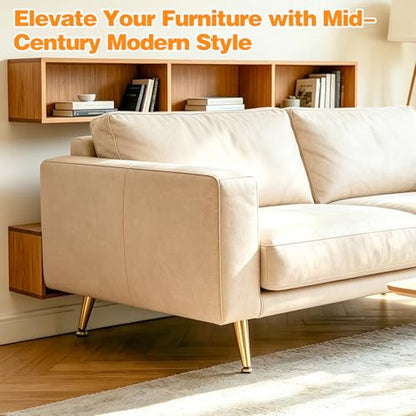Heavy Duty Slant Metal Legs (4-Pack) 6 Inch Furniture Legs | Gold Tapered Mid-Century Modern Legs with Adjustable Feet | 1000lbs Load Capacity for Sofa, Cabinet, Coffee Table | DIY Home Essentials