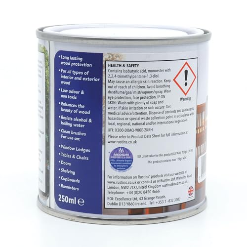 Rustins Quick Dry Polyurethane Varnish Satin Clear 250ml | 8.5 Fl. Oz. - color: Clear, size: 250ml