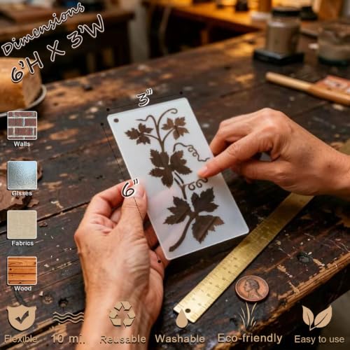 Flower Stencils for Painting, Reusable Floral Wall & Furniture Stencils - size: 6inx 3in