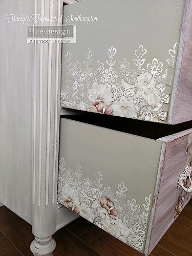 Redesign Decor Clear-Cling Stamps - Floral Borders for Wall Paint Wall Art Furniture Decorative nightstand Bed Side Stand Large Vanity Table Set Makeup Vanity Dressing Table Computer Desk