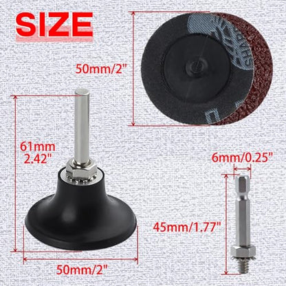 SPEEDWOX Quick Change Disc 50Pcs 2 inch Sanding Discs with 1/4" Disc Pad Holder for Die Grinder Quick Change Discs Abrasives Tool for Surface Prep Polish Burr Rust Paint Removal - style: Quick Change Disc with pad holders