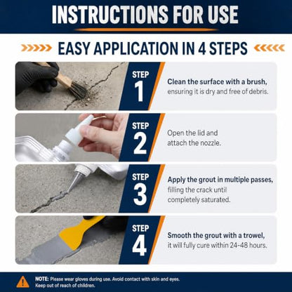 KMOSENIA Concrete Crack Filler, 4 Pack, 5.02 LB Self-Leveling Sealant, Gray