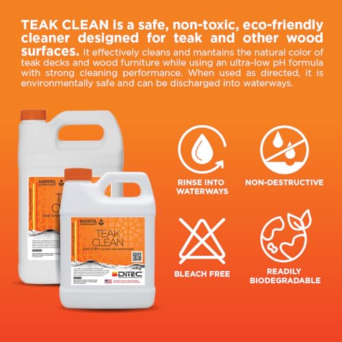 DITEC Teak Clean Marine Wood Cleaner, Removes Grey Oxidation, 1 Gallon - size: 128 Fl Oz (Pack of 1)
