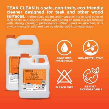DITEC Teak Clean Marine Wood Cleaner, Removes Grey Oxidation, 1 Gallon - size: 128 Fl Oz (Pack of 1)