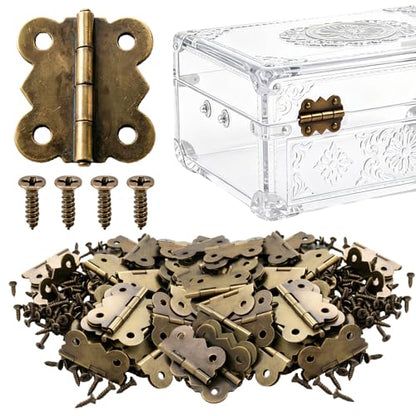 80 PCS Small Antique Bronze Butterfly Hinges, Retro Vintage Style Mini Hinges with Screws for Cabinet Crafts, Wooden Jewelry Box, Gift Box, DIY Projects (1 x 1.2in)