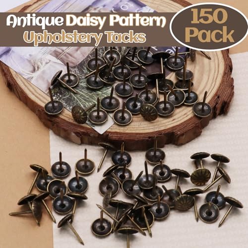 Biaungdo 150 Pcs Bronze Daisy Upholstery Tacks with Box for Furniture - color: Bronze