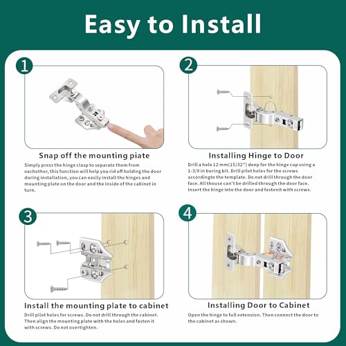 20 Pack Inset Soft Close Cabinet Hinges 105° Frameless 3 Way Adjustable Kitchen Cabinet Door Hinges with Screws - color: Light Nickel, size: 20 Pack