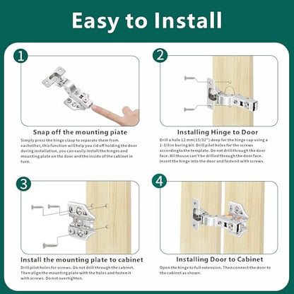 20 Pack Inset Soft Close Cabinet Hinges 105° Frameless 3 Way Adjustable Kitchen Cabinet Door Hinges with Screws - color: Light Nickel, size: 20 Pack