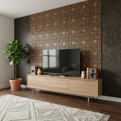 WoveN SounD Acoustic Wall Panels, Teak, 16 Pack, 12x12 in - color: Metre, Teak, 16 Pack