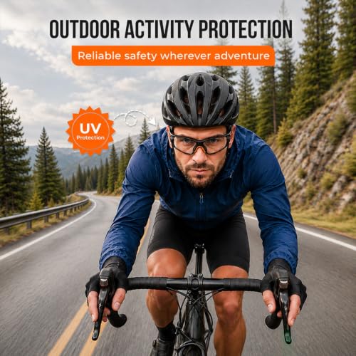 Brand, Safety Glasses Industrial Quality, Orange Frame, Clear High Impact Anti-Fog Anti-Scratch, ANSI Z87 EN 166 Certified UV400 Protective Eyewear, Soft Nose with Sturdy Orange Case (1 Piece)