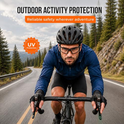 Brand, Safety Glasses Industrial Quality, Orange Frame, Clear High Impact Anti-Fog Anti-Scratch, ANSI Z87 EN 166 Certified UV400 Protective Eyewear, Soft Nose with Sturdy Orange Case (1 Piece)