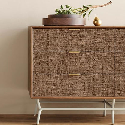 Brown Grasscloth Peel and Stick Wallpaper 17.3"x120" Faux Linen Textured Contact Paper Removable Self Adhesive Vinyl Wallpaper for Bedroom Bathroom Kitchen Cabinets - color: Brown, size: 17.3" x 120"