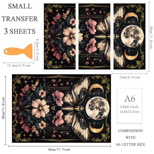 OLYCRAFT 3Pcs/Set Butterfly Earth Rub on Transfers for Furniture and Crafts 12x6 Inch Border Furniture Decals Decor Flower Transfer Stickers with 1pc Scraper for Scrapbook Window DIY Home Decor - style: Butterfly