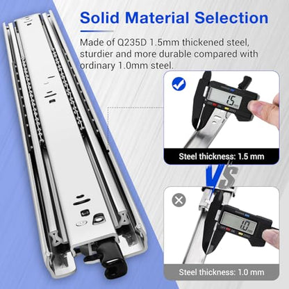 with Lock Heavy Duty Drawer Slides Full Extension Side Mount 14 16 18 20 22 24 26 28 30 32 34 36 40 Inch 150 Lbs Metal Dresser Cabine Rails Tracks Glides Runner 1 Pair (with Lock, 30 Inch) - size: 30 Inch, style: With Lock - Load 150 lb