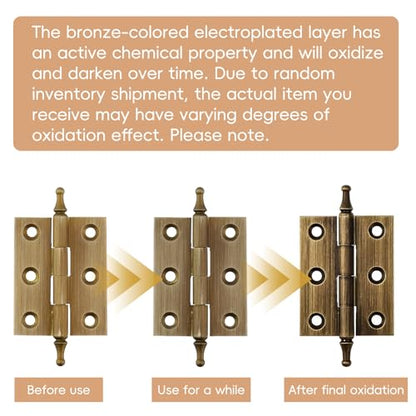 2 Inch Folding Butt Hinges, Brushed Bronze, 2Pcs - color: Brushed Bronze, size: 2 Inches