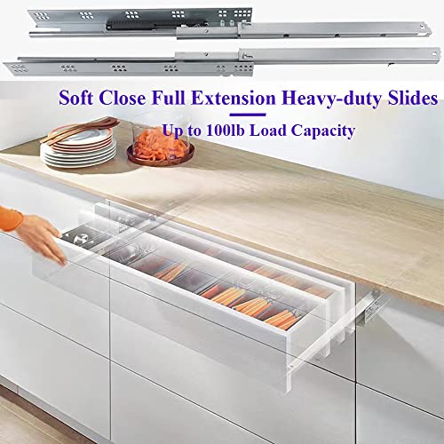 Undermount Soft Close Drawer Slides 18 Inch 6 Pairs Full Extension - size: 18 Inch