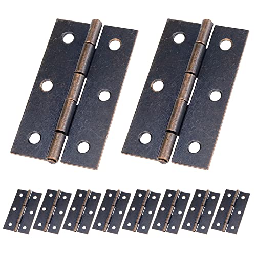 T Tulead Small Box Hinges Iron Door Hinges, Red Bronze, 10PCS - style: Red Bronze,2.4"x1.5",10pcs