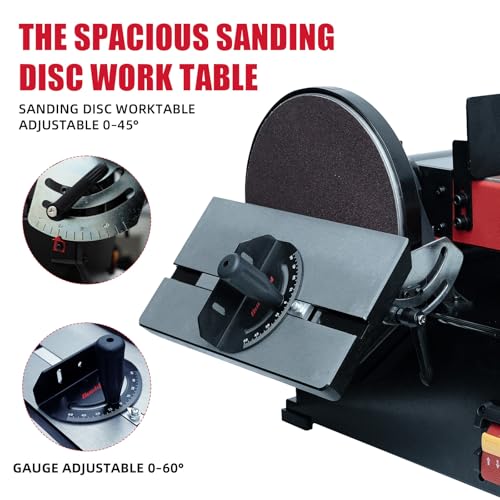 BUCKTOOL 1-1/2HP Bench Belt Disc Sander for Woodworking,6x48" Belt,10" Disc - size: 1.5 HP & 6" x 48"