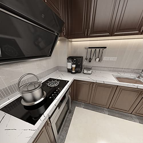 White Marble Contact Paper Textured White Granite Wallpaper Peel Stick Countertop Contact Paper Removable Waterproof Adhesive Paper Thick Glossy Marble Wall Paper Roll Kitchen Table Vinyl Wrap 24x78in - color: White, size: 24" x 78"
