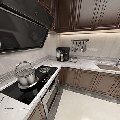 TOTIO 31.5x157inch Extra Wide Black White Marble Wallpaper Glossy Thicken Self-adhesive Furniture Stickers Granite Look Wall Sticker Peel Stick Countertop Waterproof Contact Paper for Kitchen Bathroom - color: White, size: 31.5" x 157"
