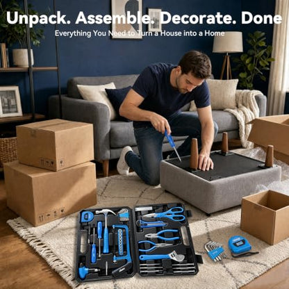 DISEN Home Tool Set with Storage Case Hammer Wrench Pliers Screwdrivers - size: 59PCS