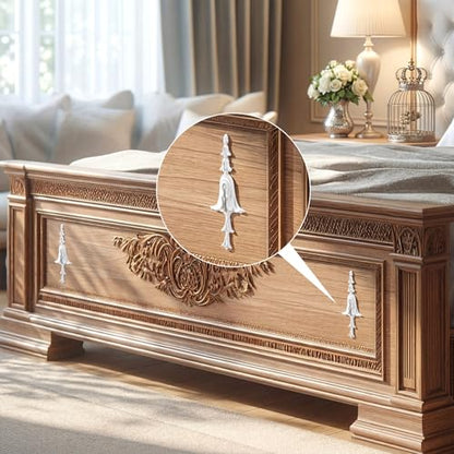 2 PCS Baroque Style Flower Carved Onlay Applique White PVC Appliques for Furniture Decorative 3D Symmetrical Furniture Decorative for Cabinets Dressers Mirrors DIY Home(Bellflower) - style: Bellflower