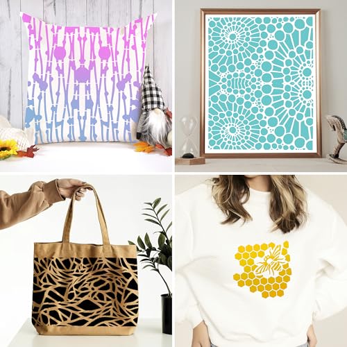 8 Pieces Mixed Media Layering Stencils for Painting,Reusable Spider Web Wood Grain Floral Texture Stencils for Wood Furniture,Cake,Canvas Fabric,Card Making,Art Journal - color: Layering(8Pcs)