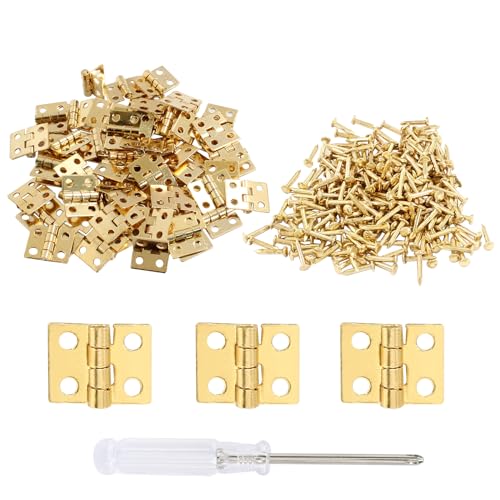 Biaungdo Mini Brass Hinges, 10x8mm, Golden, 60 Pcs - color: Yellow, size: 10x8mm,60Pcs