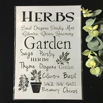 TIAMECH A4 Reusable Herbs Garden Stencil for Painting - style: Herbs Garden