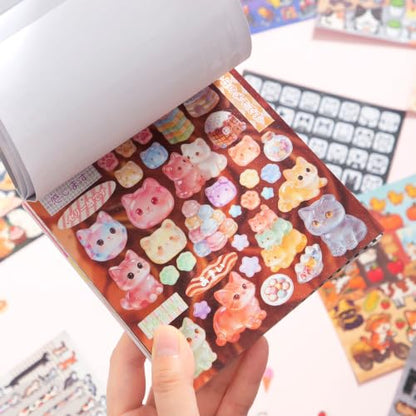 2 Styles Cat Sticker Book Set - 20 Sheets (1000+ Pcs) - color: Light Blue Cat