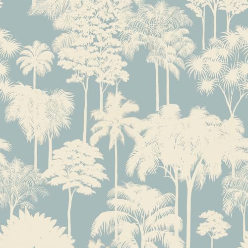 JiffDiff Blue Forest Tree Peel and Stick Wallpaper,17.3" x 400" - color: Blue, size: 17.3" x 400"