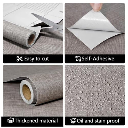 Grasscloth Peel and Stick Wallpaper 23.6"X480.3" Brown Contact Paper - color: Brown, size: 23.6" x 480"