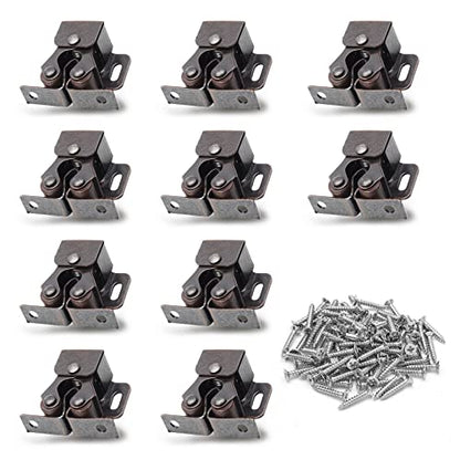 Luomorgo 10 Pack Double Roller Catch Cabinet Latches, Antique Bronze - color: Antique Bronze, size: 10 Pieces
