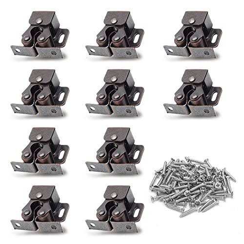 Luomorgo 10 Pack Double Roller Catch Cabinet Latches, Antique Bronze - color: Antique Bronze, size: 10 Pieces