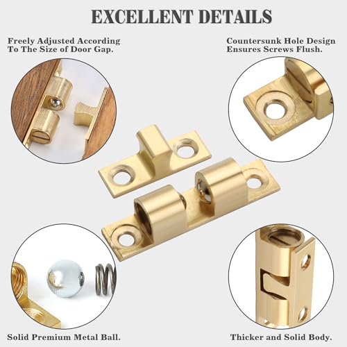 Alise 60mm Brass Double Roller Catch Cabinet Latches Door Catch,Gold,4Pcs - color: Gold, size: 60mmX33mm
