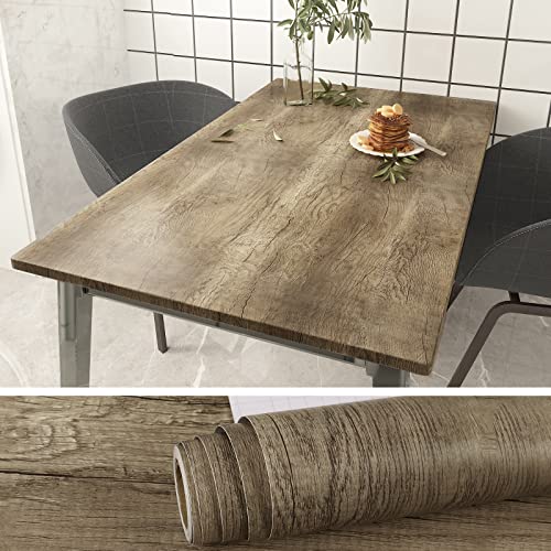 VEELIKE Distressed Wood Contact Paper Peel and Stick Thick Wood Grain Contact Paper for Countertops Table Furniture 24''x354'' Removable Self Adhesive Counter Top Covers Woods Wallpaper for Cabinets - size: 24''x354''
