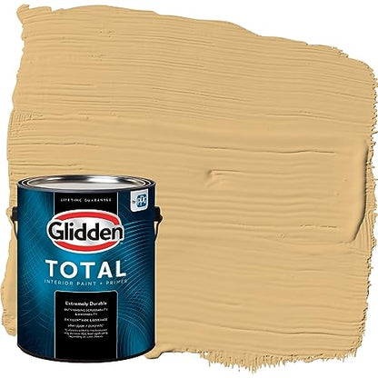 Glidden Total Interior Wall Paint & Primer All-in-One, Honey Bunny/Yellow, Flat, 1 Gallon - color: Honey Bunny, size: 128 Fl Oz (Pack of 1)