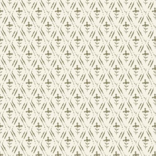 Vintage Wallpaper Sage Green Floral Peel and Stick Wallpaper Boho for Bathroom 17.3" × 78.7" Gingham Botanical Wall Paper Retro Contact Paper for Bedroom Nursery Renter Friendly Vinyl Waterproof - color: Sage Green, size: 17.3" x 78.7"