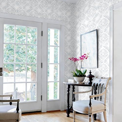 Blue Wallpaper Coastal Peel and Stick Wallpaper Boho 393"x17.3" Blue and White Wall Paper Geometric Contact Paper Textured Removable Vinyl Waterproof for Bathroom Bedroom Farmhouse Kitchen - color: White and Blue, size: 17.3" x 393"