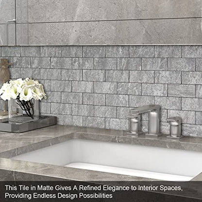 BeNice Marble Peel Stick Backsplash Tile Kitchen Travertine Gray 10pcs - color: Travertine Gray, size: 10sheets