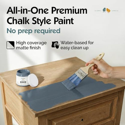Chalky Chicks Steel 4 Fl Oz Chalk Paint for Furniture All in One - color: Blue Steel (Blue Gray), size: 4 Fl Oz (Pack of 1)