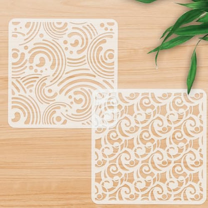 2Pcs Cosmic Swirl Mod Spiral Wall Stencil Templates 11.8 x 11.8 Inch Reusable Plastic Stencils for Painting on Wood Wall Floor Fabric Glass Furniture - style: Swirl Mod Spiral