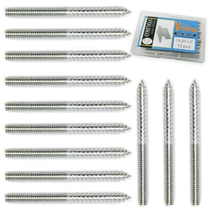 12 Pack 1/4-20 x 3 Inch Silver Hanger Bolts 1/4-20" Double Headed Bolts 1/4 Wood Dowel Screw Self-Tapping Screw Hanger Bolts for Furniture Screws Double Screw Threaded Rods Bolt 75mm Length - size: Silver 1/4-20"x3"-12PCS