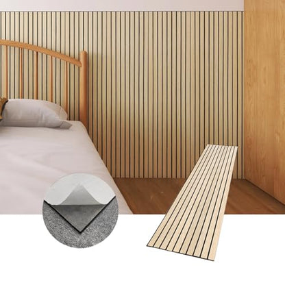 Modern Wood Slat Wall Panels, Peel and Stick Acoustic Panels, Self-Adhesive Wall Covering and Easy Installation, 8-Pack 47.24x11.81in. Natural Wood Finish (Oak) - color: Oak