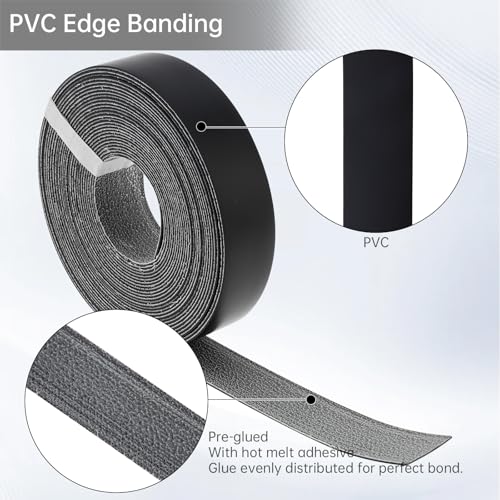 7/8 inch * 25 Ft PVC Edge Banding Hot Melt Adhesive Veneer Edging Black - color: Black, size: 7/8 inch * 25 ft (2.2 cm * 7.6M)