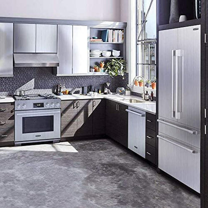 YENHOME Large Size 118x30 inch Brushed Silver Stainless Steel Contact Paper Removable Peel and Stick Wallpaper for Refrigerator Dishwasher Appliances Waterproof Stick on Backsplash Kitchen Wallpaper - size: 30" x 118"