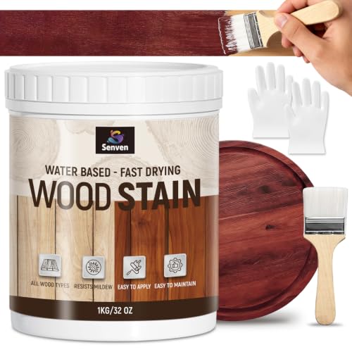 Wood Stain, Red Cherry Wood Stain, 500ML Woods-Stain for Woods, Furniture, Cabinet, Fast Drying Woods-Stain, Non-Toxic Wood-Stains, Water Based & Low Odor Wood-Stains, Indoor Outdoor Woods Stains 16oz - color: Red Cherry, size: 17 Fl Oz