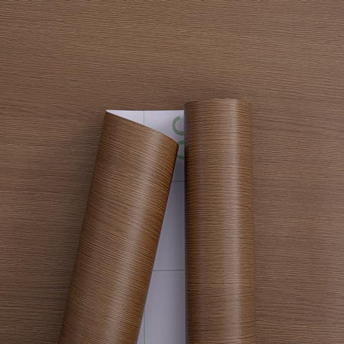 HaiminWallpaper 24" x 393" Wood Contact Paper Peel and Stick Vinyl Roll - color: Brown (03)