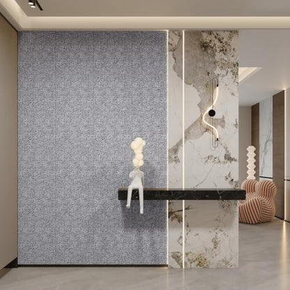 Yutianli 3D Wall Panel Peel and Stick Soundproof Foam Linen Wall Cloth Grey 16.7"x118" Self-Adhesive Decorative Wallpaper Anti-Collision Wall Padding - color: Gray